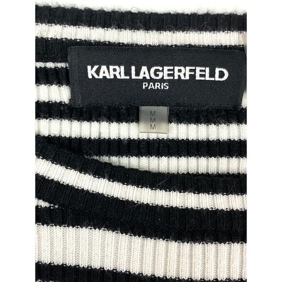 Karl Lagerfeld Striped Sweater Womens Size Medium Black White Casual - Picture 6 of 8